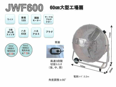 工業用扇風機　ワイドファン　ジェイアンドエス　J&S JWF600