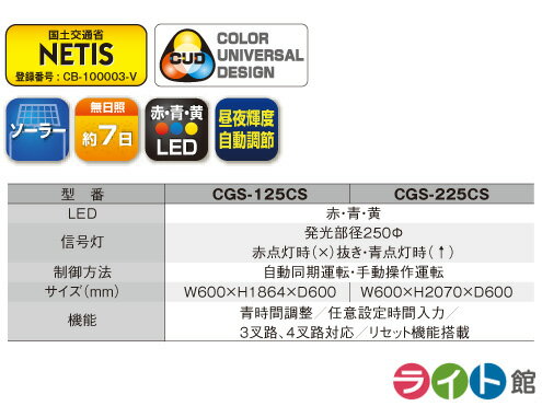 キタムラ産業　GPSソーラー式信号機　CGS-125CS　【代引き不可商品】