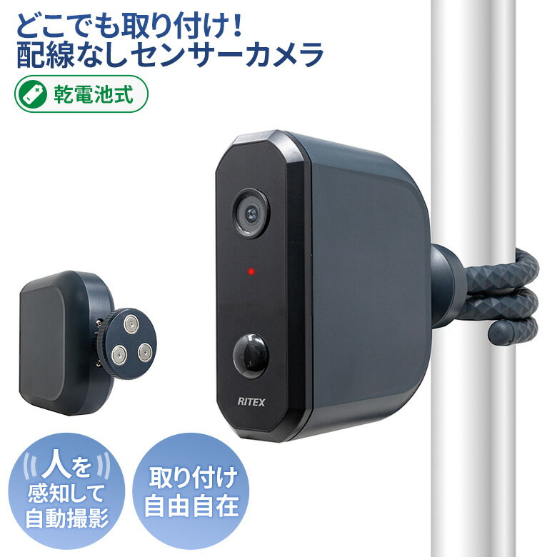 新発売 【53％引き】人感センサー 屋外 防犯カメラ ムサシ RITEX 乾電池式どこでもセンサーカメラ（C-BT7000） LED 取り付け簡単 赤外線撮影 動画 静止画 録画 配線不要 玄関 物置 ガレージ セキュリティ 防犯グッズ