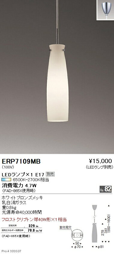 Rakuten - 【15,000円〜送料無料※】遠藤照明 LEDペンダントライト ERP7109MB 工事必要 電球別売 (※北海道・沖縄・離島を除く)