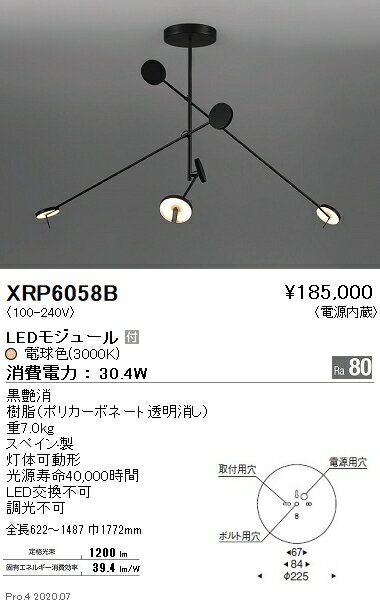 【15000円〜送料無料※】遠藤照明 LEDペンダントライト XRP6058B 工事必要(※北海道・沖縄・離島を除く)