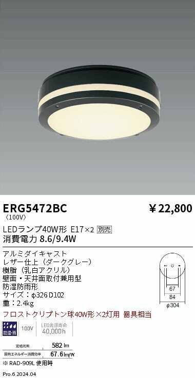 【15,000円〜送料無料※】遠藤照明 アウトドアシーリングライト／薄型／2灯用／ダークグレー ER