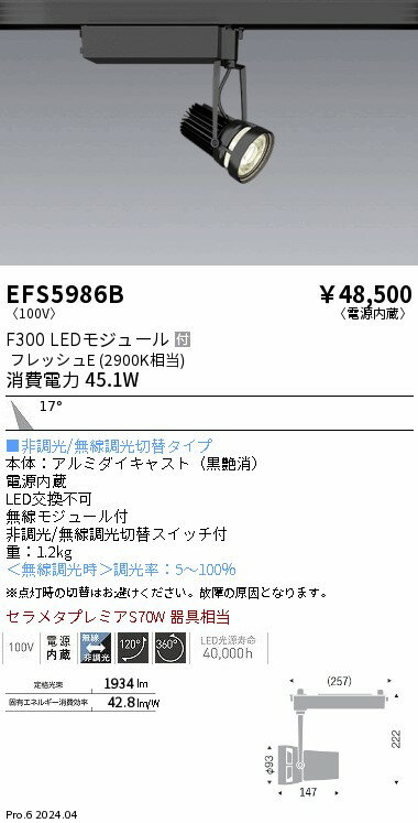 【15,000円〜送料無料※】遠藤照明 生鮮スポットライト　黒　F300　フレッシュE　中角 EFS5986B (※北海道・沖縄・離島を除く)