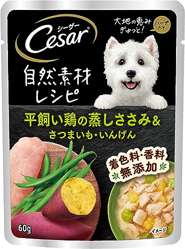 -/60g×16袋/-・Size:60g×16袋・自然素材をたっぷり使用してとびきりの「おいしさ」と「素材」にこだわったウエットフード・着色料・香料不使用の無添加ナチュラルフード・平飼いで育った鶏の良質なささみに、大地の恵みのさつまいもといんげんを加え、愛情込めて料理しました。・素材の味わいジュレ仕立てでハーブの香りが食欲をそそる・一般食商品紹介 平飼いで育った鶏の良質なささみに、大地の恵みのさつまいもといんげんを加え、愛情込めて料理しました。着色料・香料不使用の無添加設計。 原材料・成分 ●原材料：肉類(鶏肉、ささみ等)、さつまいも、野菜類(いんげん等)、小麦、食塩、ハーブ、増粘多糖類　●成分：タンパク質:7.5%以上、脂質:0.2%以上、粗繊維:2.0%以下、灰分:2.0%以下、水分:90.0%以下　●代謝エネルギー:25kcal/袋 使用方法 体重5kgの成犬には、1日あたり1袋をドライフード等の総合栄養食と共に、2回程度に分けて与えてください。