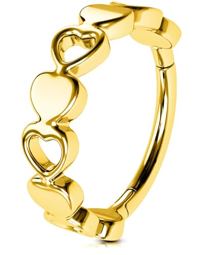 樂天商城 - OUFER Body Piercing 6/8/10/12mm Cartilage Hoop Earring 16G Gold Helix Pi