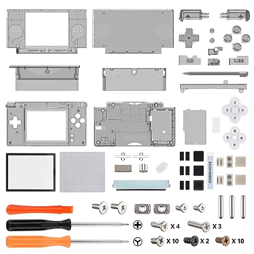 eXtremeRate ds liteに対応用組み立て式カスタム交換シェルクリア素材、交換ボタンも付き、ニンテンドーdsライトに対応用スクリーン