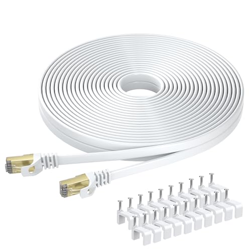樂天商城 - BUSOHE LANケーブル 50M Cat8 フラットケーブル 40Gbps 2000MHz RJ45 コネクタ付き ギガビット 高速 イーサ