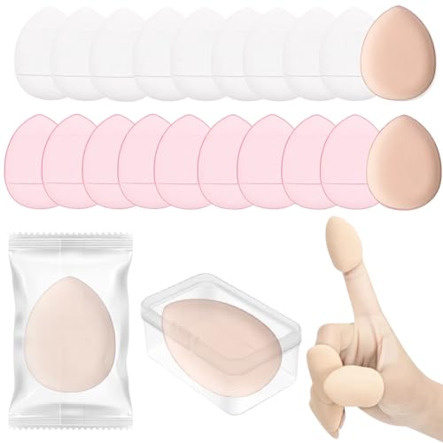 樂天商城 - YOYOSOFT クッションファンデ パフ 指パフ メーク 使い捨て 個包装 ファンデーション スポンジ 20個 【しずく型 2色】化粧用パフ