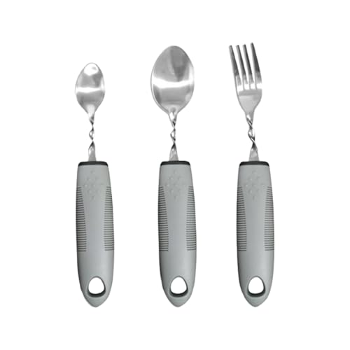 機能的グレー/3点セット/-・Size:3点セットColor:グレー・【介護用カトラリー】 手に優しい設計で、握りやすい設計のカトラリーです。軽い力で扱えるゴム製ハンドルとステンレス鋼の耐久性が特徴です。お食事の時間がより安心で快適になるアイテムです。・【用途に応じた柔軟な設計】 フォークやスプーンは曲げられる設計で　使用者に合わせた角度が調整できます。 滑り止め加工されたハンドルは、持ちやすさを追求し、日々の食事をストレスフリーにします。・【機能性を考えた安心な使用感】 介護の現場でも活躍し、自立した食事が可能です。高齢者やリハビリ中の患者さんだけでなく、小さなお子様にもぴったりです。再利用可能な設計と洗いやすさも魅力的です。・【商品詳細】 素材: ステンレス鋼、ゴム製ハンドル カラー2種（ブラック、グレー） サイズ2種（2点セット、3点セット）