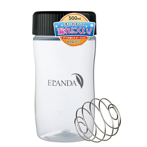 樂天商城 - ELANDA エランダ プロテインシェイカー 500 【ボール付き】BPAフリー 漏れにくい 黒 ブラック プラスチック ステンレス
