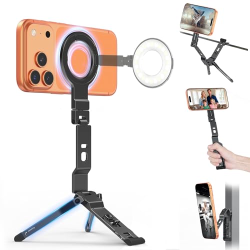樂天商城 - OMOTON TP03 スマホ三脚 自撮り棒 magsafe対応 スマホスタンド 三脚 折り畳み ミニ三脚 両面マグネット スマホスタンド マグ