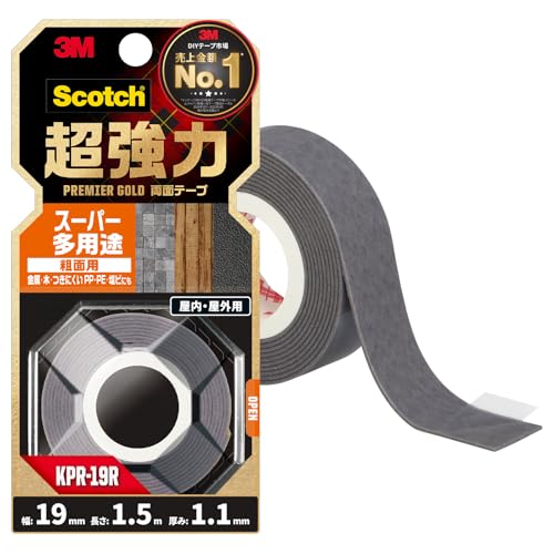 樂天商城 - 3M スコッチ 超強力両面テープ プレミアゴールド スーパー多用途 粗面用 幅19mm長さ1.5m KPR-19R
