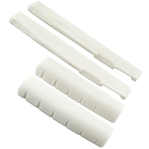 樂天商城 - Luvay ギター ブリッジ ナット＆サドル 置換部品 真牛骨製 アコースティックギター用 2セット4pcs 良く鳴る