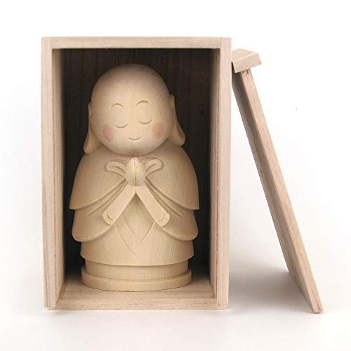 樂天商城 - 栗田こだわり仏像 【菩薩】 お地蔵さん（総高15cm、幅9.5cm、奥行き7.5cm）国産桐箱付き 桧木製高級木彫り 13844