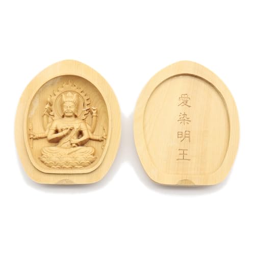 樂天商城 - 栗田こだわり仏像 【守り本尊】 愛染明王 (蓮華形香合仏[懐中仏]) 守り本尊 恋愛 （高さ5.7cm、幅4.8cm） ツゲ製高級木彫り 175