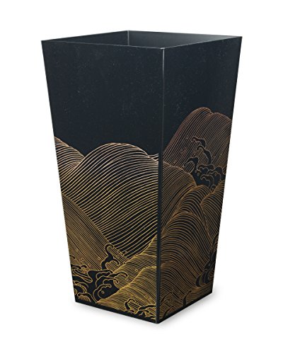 樂天商城 - タツクラフト 蒔絵調 ダストボックス L角 波 黒 ブラック ごみ箱 おしゃれ キッチン リビング 小さい スリム 蓋なし フタなしゴミ箱 ダス