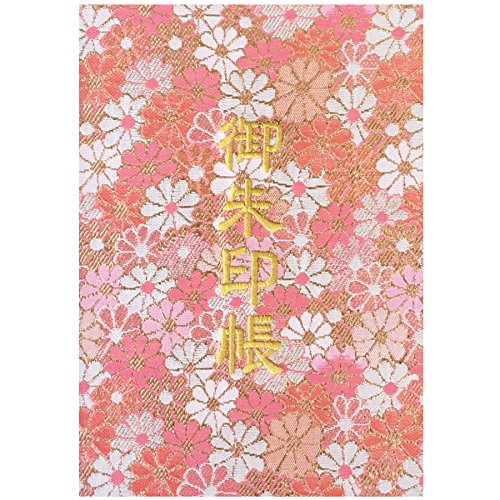 樂天商城 - 千糸繍院 御朱印帳XL【桃花一面】西陣織 金襴装丁/刺繍文字 蛇腹式48ページ 特大判(金色刺繍文字／生成り本文)