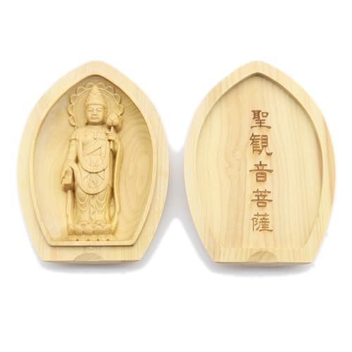 樂天商城 - 栗田こだわり仏像 【守り本尊】 聖観音 (蓮華形香合仏[懐中仏]) 守り本尊 身体守護 （高さ6.2cm、幅4.5cm） ツゲ製高級木彫り 17
