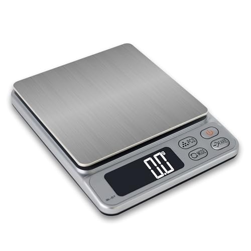 樂天商城 - はかり デジタル デジタルスケールはかり 3000g 計量器 0.1g単位 3kg キッチン クッキングスケール (シルバー)