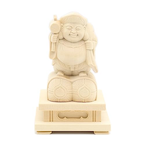 樂天商城 - 栗田こだわり仏像 【諸天神】 桧木製 大黒天立像（総高約14cm、幅8.5cm、奥行7cm）俵座四角台 13670
