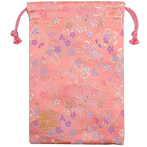 樂天商城 - 千糸繍院 西陣織 金襴 巾着袋（裏地付き） 桃金桜 中サイズ