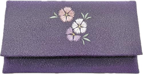 大興産業 ちりめん刺繍入り 念珠袋 撫子/ムラサキ 809-1