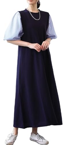 樂天商城 - [NEKORA] ロングワンピース 半袖 パフスリーブ 春夏 夏 aライン マキシ丈 ロング ドレス レディース xl xlサイズ ll llサ