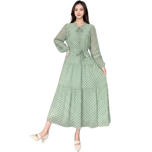樂天商城 - [J-Scott] [ジェイスコット] ドット柄シフォンワンピース リボンネック ティアード ロング Aライン レース 長袖 マキシ シフォン素