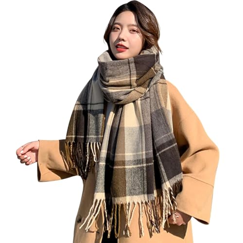 樂天商城 - [LZZOO] レディース マフラー チェック柄 大判 ストール 人気 ファッション 冬 厚手 肩掛け 防寒 柔らかい 羽織り 通勤 通学 男女