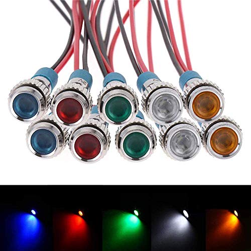 樂天商城 - Kiligen 10個 6mm AC/DC 12-24V LED 防水インジケータライト パイロットライトシグナル インジケータ（5 色）