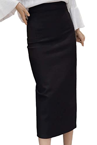 樂天商城 - [ユニベイズ] ミニ?ロング タイトスカート レディース 黒 ブラック スリット OL オフィス スカート ストレッチ (L ブラック03)