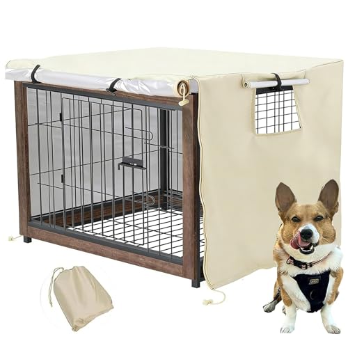 Pelconei 犬のケージカバー ペットサークルカバー （94*61*63.5cm） 犬用ケージカバー 防寒 夏 通気 水洗い可能 防水 落ち