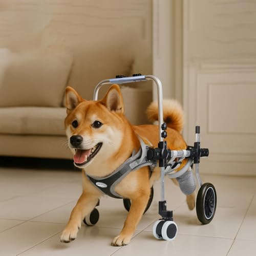 樂天商城 - 犬用車椅子 四輪 軽量 安定設計 歩行補助 ペット リハビリ 介護 中型犬 大型犬 怪我 老犬 散歩 サポート ハーネス付き 四輪 M