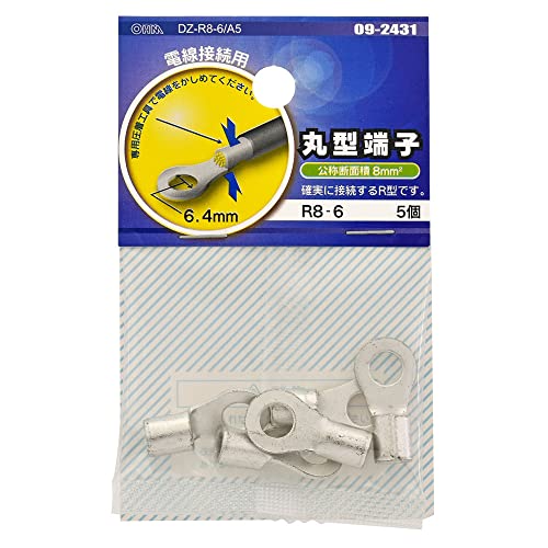 樂天商城 - オーム電機 丸型端子 R8-6 5個入 DZ-R8-6/A5 09-2431 OHM