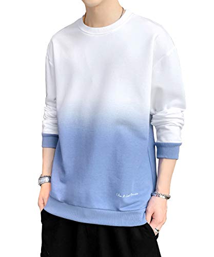 樂天商城 - [Aidemeng] パーカー メンズ トレーナー 秋服 長袖 Tシャツ グラデーショントップス プルオーバー ゆったり カジュアルおおきいサイ