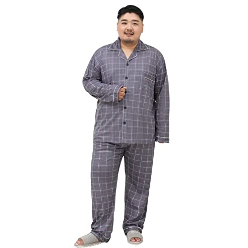 [HEWEAYTA] パジャマ メンズ ルームウェア 大きいサイズ 3XL-5XL 90-140KG 上下セット ゆったり 綿 長袖 吸汗 通気