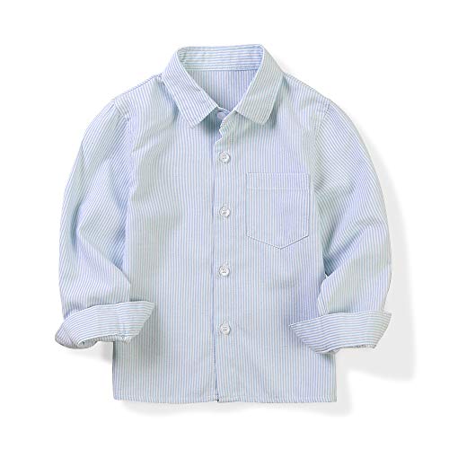 [Phorecys] ボタンシャツ ボーイズ キッズ ワイシャツ ストライプ オックスフォード 子供服 可愛いシャツ 長袖 コットンシャツ yシ