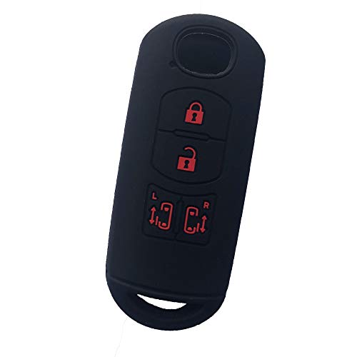 マツダ車用 4ボタン スマートキーシリコンカバー 両側スライドタイプ ビアンテ/プレマシー / MPVなど専用設計(MY-MZD4J) (ブラッ