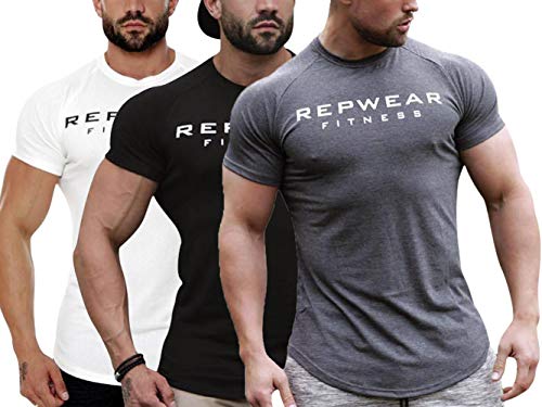 [メチーエング] メンズ トレーニングウェア Tシャツ 半袖 3枚組 ストレッチ スポー...
