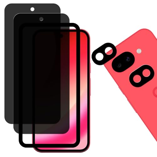 【2枚+2枚セットのぞき見防止 】ガイド枠付き KPNS 日本素材製 覗き見防止 Google Pixel 10a 用 ガラスフィルム 強化ガラ
