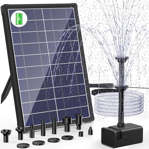 Biling ソーラー噴水ポンプ 屋外 8W 太陽光発電 3000mAh内蔵電池 酸素供給 水循環 8種類ノズル付き 電気代0円 池 ビオトープ