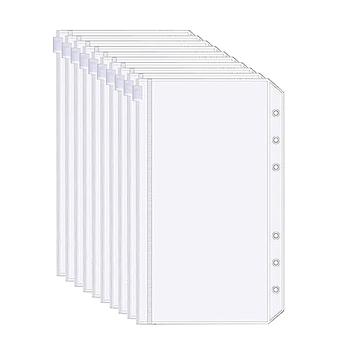 バインダーポケット 10個セット A5サイズ 6 穴 システム手帳リフィル PVC 防水 半透明 多功能 文房具 手帳用リフィル