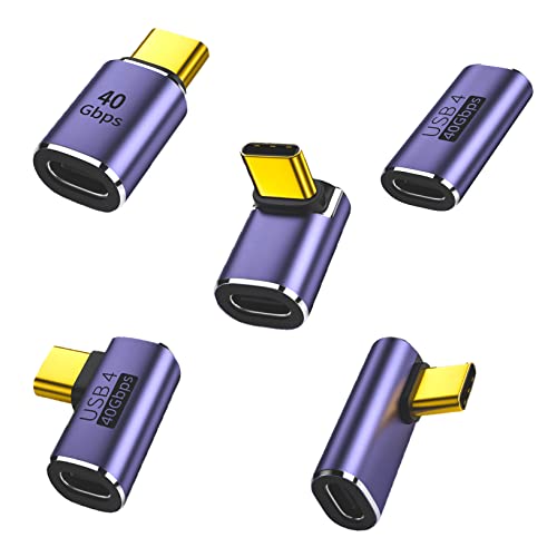 一番-五番 五個・Style:一番-五番 五個・標準のUSB4アダプターは、40Gbpsに完全対応したUSB Cアダプターで、Thunderbolt4ケーブル用に設計されている。データてんそう速度は40Gb / sでm動画や写真、ファイルの効率的な転送に対応されます・usb c 変換アダプタ ：USBコネクタ-タイプC オスからメスに変換するl字アダプタです。・このUSB Cアダプターを使用して、最大8K@60Hzのクリアで滑らかなビデオグラフィックスを取得します。 超高画質のデオ解像度を楽しんでいます。 シングル8K@60Hz / 5K@60Hzまたはデュアル4K@60HZビデオ解像度はCrystalClearHDデュアルモニターに対応。 鮮やかで透明な8Kビデオと本格的な高品質オーディオのための最新のPCとTVを提供します。・90の直角デザインを採用します、ケーブルの抜き差しが便利だ，ケーブルの折り曲げ及び断線を有効的に防止できされます・USB-C端子を搭載したパソコン、タブレット、スマホなどの電子機器に対応します。