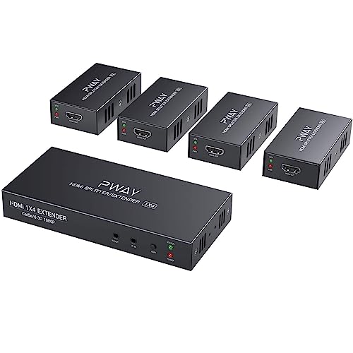 ブラック/PW-HT226P4-IR-JP/-・【HDMI エクステンダー 4出力/1入力 】：当番のHDMI エクステンダー LAN 分配器には送信器（TX）を一つ、受信機（RX）を2つ同梱しております。出力側にLAN接続口を2つ搭載し、CAT6/CAT6A/CAT7の有線LANに繋げます。入力装置の映像と音声を同時にあわせて四台までのTV/モニターに映り出せます。・【60Hzで1080PのウルトラHD解像度】優れたビデオ品質、30Hzで最大4Kの解像度、3D、複数の解像度との下位互換性、18.5Gbit / sのデータレートのサポート およびtmdsは最大600MHzのクロックを供給します。 ダーク8/10/12/24ビットをサポートします。 お使いのデバイスが4k @ 30Hzをサポートしている場合、高解像度の画質を得ることができ、画像ディスプレイはより高感度でリアルになり、色はより明るく、より動きやすくなります.・【60m遠距離映像安定転送】：音声・映像信号はネットワークケーブルを介して出力されますが、ネットワークケーブルの種類によって、伝送距離はCat5-30m、POC HDMIエクステンダー LAN 3D分配器 4出力 遅延なし60m安定転送距離伝送 HDMI スプリッター 延長機 送受信機セット 分配4台 4画面 HDMI エクステンダー 1080@60Hz PW-HT226P4-IR-JP