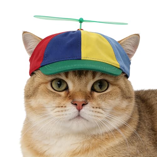 ペット用 野球帽 猫 犬の帽子 耳出し uvカット ベースボールキャップ カラフル 竹トンボ 可愛い ぼうし つば付き 帽子 春夏 ハット ペッ