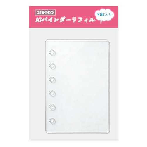 クリア PET リフィル（10枚）無色/A7/-・Size:A7Color:無色・【A7手帳にぴったり、立体シール収納専用リフィル】19mm間隔の6穴仕様でA7バインダーに完全対応。外寸約87×130mmのコンパクトサイズで、立体シールや厚みのあるデコシールの収納に最適。小さめサイズでも扱いやすく、推し活やデコ活をスマートに楽しめます。・【0.3mm加厚PET、反りにくい高耐久＆超高透明】高透明PET素材を採用し、薄型ながら0.3mmの加厚設計でしっかりとした耐久性を実現。破れにくく、頻繁な出し入れでも白化しにくい高品質仕様。透明度が非常に高く、ステッカーやカードの色味・デザインをそのまま美しく魅せます。・【貼って剥がせる台紙、粘着残りなしで繰り返し使える】台紙は貼って剥がせる仕様で、ステッカーがきれいに剥がれ、粘着残りも一切なし。位置合わせや貼り直しがしやすく、立体シールやフレークシールの整理も快適。コレクションの管理がより自由で楽しくなります。・【四隅丸角加工で安全、保護フィルム付きで傷防止】四隅は丸角加工で指先に優しく、安全に取り扱えるデザイン。さらに表面には