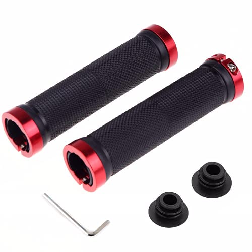レッド/22mm/-・Color:レッド・【材質】自転車グリップは高品質のゴムを採用、内部リングのはアルミニウム合金です。耐久性がありので、頻繁にグリップを交換は不要です・【エルゴノミクス設計】ハンドルグリップは無数の小さな突起に覆われる表面が 、握り心地がよくになります。このようなデザインは長時間自転車に乗るストレスを減少する、手首が疲れにくい・【仕様】カラー：黒色 リングは赤色 サイズ：128x30mm 対応内径：22mm・【デザイン】落ち着いたデザインのグリップですので、多様な自転車へ適応する。抜群のフィット感でサイクリングが楽しみ・【用途】一般の自転車、クロスバイク、MTB、BMX、折りたたみ式自転車、マウンテンバイク、ロードバイクなど幅広くご使用いただけるハンドルグリップです。ご購入前に、自転車ハンドルグリップ の内径を確認ください。小さい部品が不足や欠損場合、弊店に連絡してください。