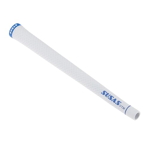 芹澤プロ監修モデル白/口径0.60インチ 重量:45g/-・Color:白・パッケージ個数:1・【本体】色種:1(白)、バックライン:有(強)、度:50°・【エンドキャップ】色種:1(スカイブルー)、度:50°、直径(mm):26・長さ(mm):268、重量(g):45±1・インキ色種:2(白・ブルー)、樹脂:SS/SH・推奨口径:60SUSAS UTMはSUSASの概念を打ち破るスリムで薄い肉厚が特徴。 細めを望む男性アスリートゴルファーや女性アスリートゴルファーにも最適です。 重量も他のプロモデル、アスリートモデルの50g(±1g)に対し45g(±1g)としていますので、クラブの軽量化対策やヘッドスピードUP効果も望める「グリップの真理」を追求したグリップです。 口径0.60インチ 重量:45g