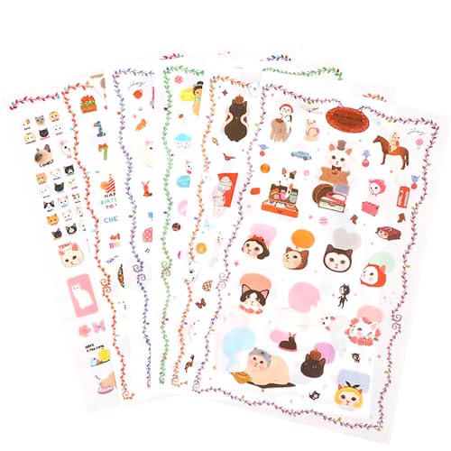 和紙シール6種12枚セット/10cm x 17cm/-・Color:和紙シール6種12枚セット・【 サイズ 】 シート：約幅10×17cm　【 シール枚数と種類 】 6種類×2シートずつ＝12シート入　【 材質 】紙 PVC・【 集めてうれしい、使ってときめく。癒しのステッカーシール 】モチーフ型に切り取られた、細部までこだわってデザインされているおしゃれな猫シール。和紙と水彩の組み合わせが上品で美しい。・【 日常使いや、プレゼントに 】 12枚の大容量セットなので、グループでの購入や、1つずつプレゼントするなどの用途でも◎ 大容量セットなので、残数を気にせず気軽に使えます♪・【 アイデア次第でなんにでも使える　】思わず笑顔になってしまいそうな、面白かわいいシールです。スケジュール帳やノート、お手紙、カレンダーにと大活躍間違いなしです。・【 こんな時に大活躍 】 職場でも学校でもプライベートでも使える、シーンを選ばないデザイン。宿題や習い事、約束事を守った時のご褒美シールとしてもお子様に喜ばれます。