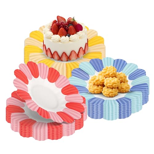 OUNONA 紙皿 使い捨て 紙プレート お菓子皿 花型 かわいい 小さめ 150枚セット 13CM 業務用 バーベキュー皿 使い捨てプレート